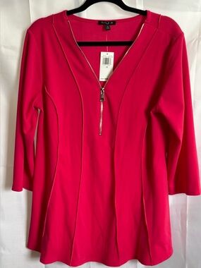 Sami & Jo Bright Fuchsia Zip-Front Tunic NWT - Size 1X